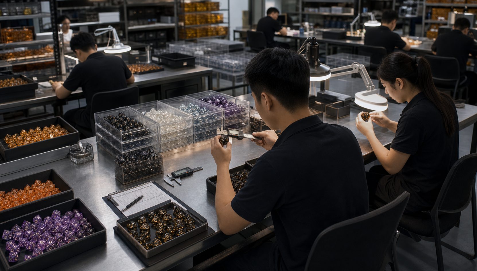 Polyhedral dice quality inspection line